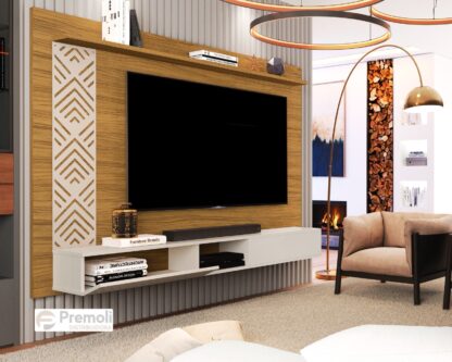 Painel Roma Para Tv Até 60 Polegadas Com 2 Porta Cor Nature/off   100% MDF