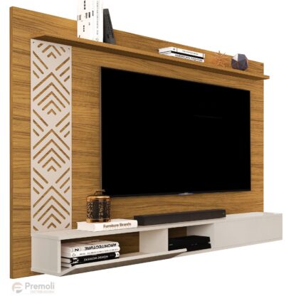 Painel Roma Para Tv Até 60 Polegadas Com 2 Porta Cor Nature/off   100% MDF - Imagem 2