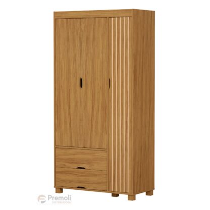 Guarda-Roupa 3 Portas Bela 0,89 m Nature  100 % MDF Pés em madeira - Imagem 4