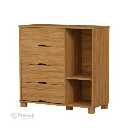Guarda-Roupa 3 Portas + Cômoda 4 Gavetas com Sapateira Bela Nature 100% MDF  Pés madeira - Imagem 4