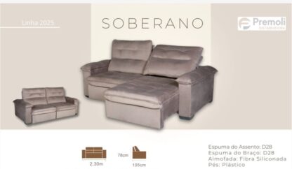 Sofá Retrátil e Reclinável  Bi-Partido 2.30 Cm  Soberano  Cor Cinza - Imagem 6