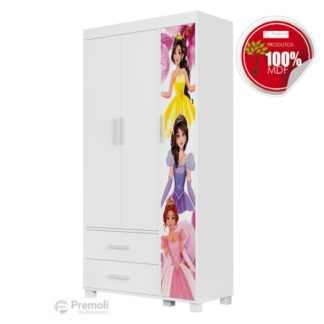 Roupeiro Livia 3 portas infantil barbi meninas 100 % MDF Código 19 Pés de madeiras