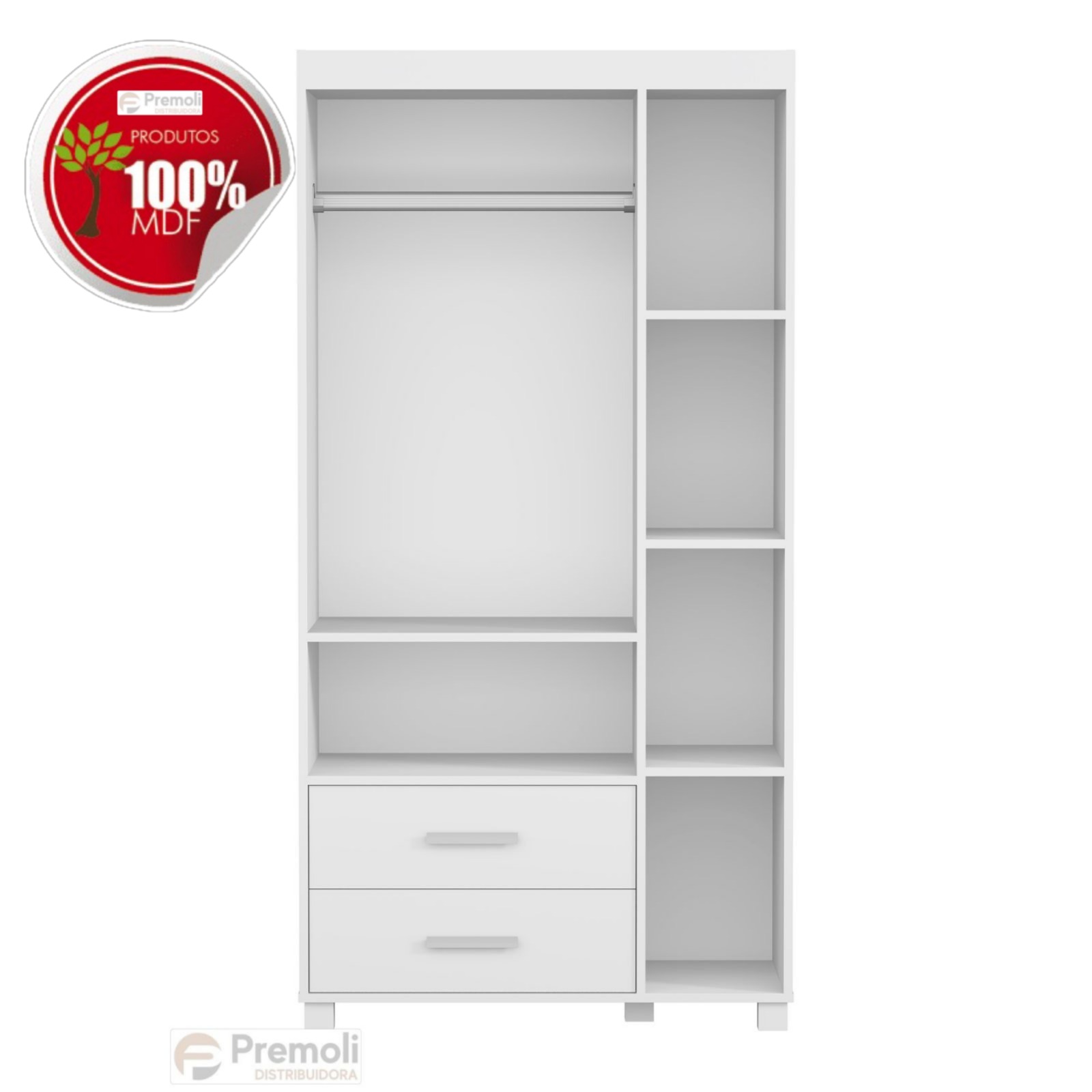 Conjunto Livia Carro Comoda+ Roupeiro+ Cama infantil Cor Branco Azul 100% MDF Código 08 Pés Em Madeira Menino - Imagem 3