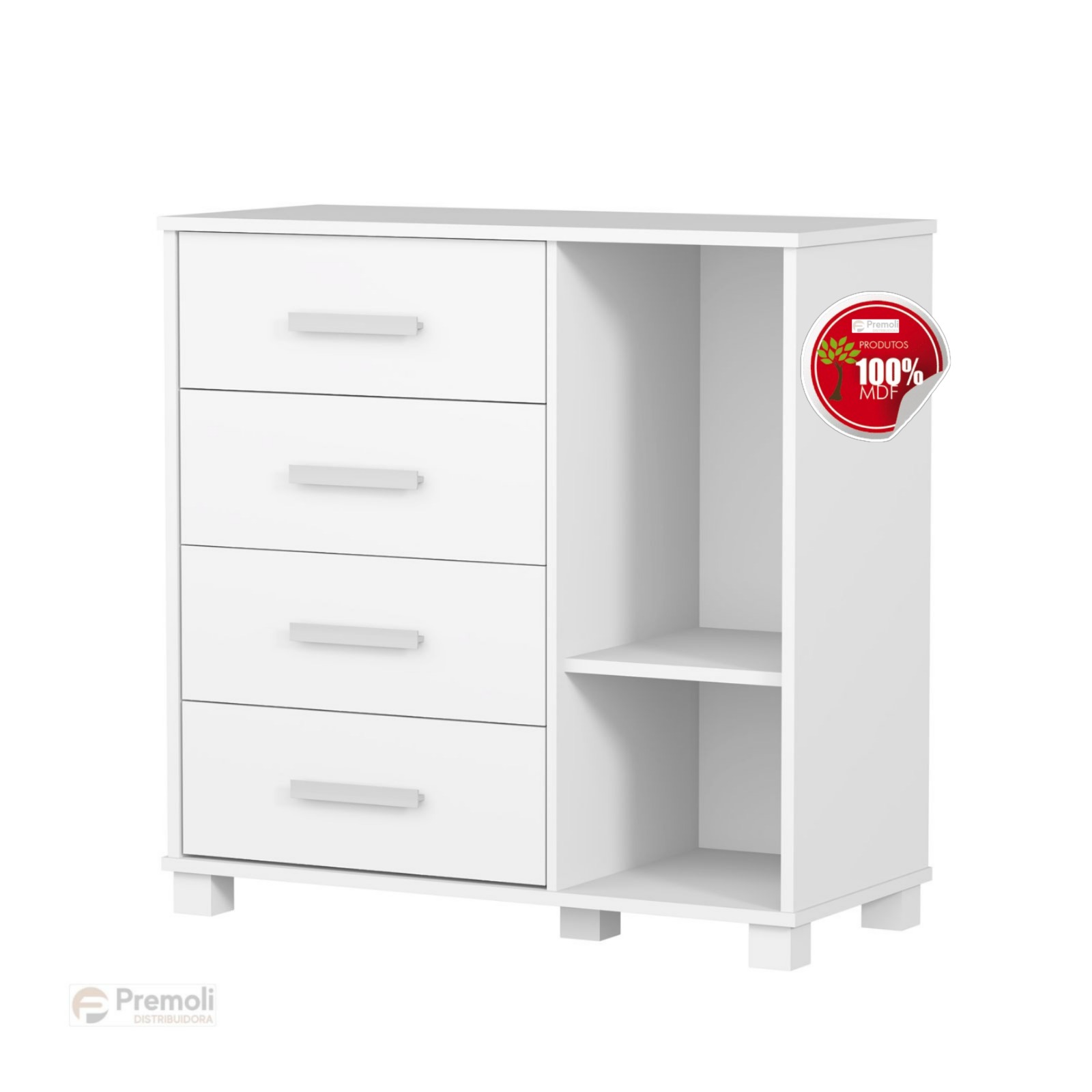 Conjunto Livia Carro Comoda+ Roupeiro+ Cama infantil Cor Branco Azul 100% MDF Código 08 Pés Em Madeira Menino - Imagem 2