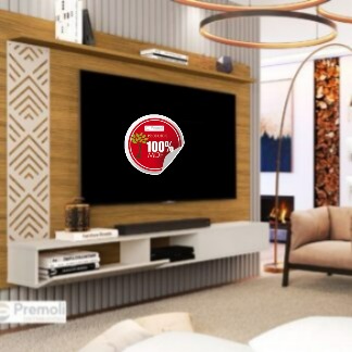Painel Roma Para Tv Até 60 Polegadas Com 2 Porta Cor Nature/off   100% MDF