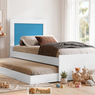 Cama Solteiro Bibox Luara C Auxiliar Flex  Painel  Azul / Rosa  100%  MDF