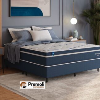 Conjunto Casal 193x203x67 Duro Spring Azul Molas Ensacadas Plumatex