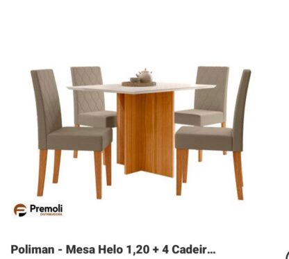 Mesa Helo 120X90 C/ Vidro freijo Off / Bege Poliman Imagens Ilustrativas - Imagem 2