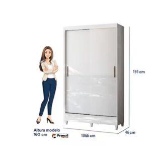 Roupeiro 1 06 santos andira fit 02 portas correr cor  branco