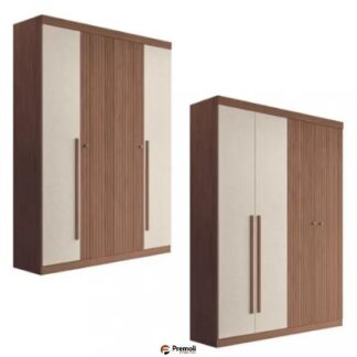 Roupeiro Buriti  Casal 4 Portas 2 Gavetas  Cor Jatoba /areia  Santos Andirá