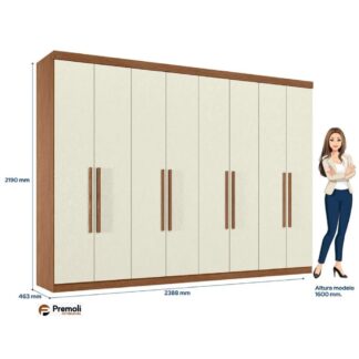 Guarda-Roupa Casal Master New Jatobá/Areia com 8 Portas e 4 Gavetas santos andira