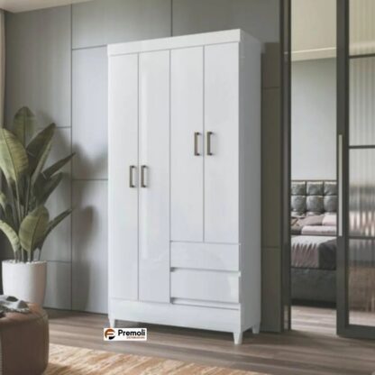 Roupeiro Santos Andirá Fit 4 Portas 2 Gavetas Cor branco