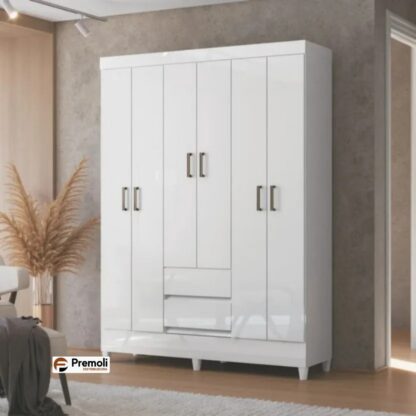 Roupeiro Santos Andirá Fit 6 Portas 2 Gavetas Cor branco