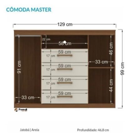 Cômoda  Master Cor Jatoba/Areia  corrediças telescopicas Santos andira - Imagem 2