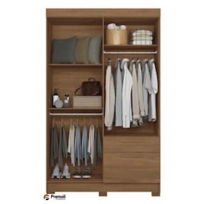 Guarda-Roupa Solteiro Santos Andirá Londrina com 4 Portas, 2 Gavetas Cor jatoba  - 130cm de largura - Imagem 3