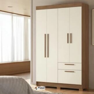 Guarda-Roupa Londrina C/ 4 Portas, 2 Gavetas  Cor jatoba/areia