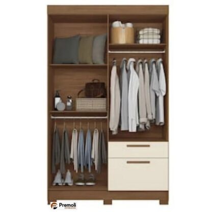 Guarda-Roupa Londrina com 4 Portas, 2 Gavetas Cor jatoba/areia 130cm de largura santos andira - Imagem 5
