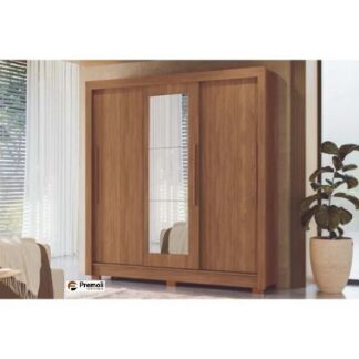 Guarda Roupa Maringá Casal 3 Portas de Correr (1 c/ Espelho) e 2 Gavetas c/ Pés Jatobá - Santos Andirá