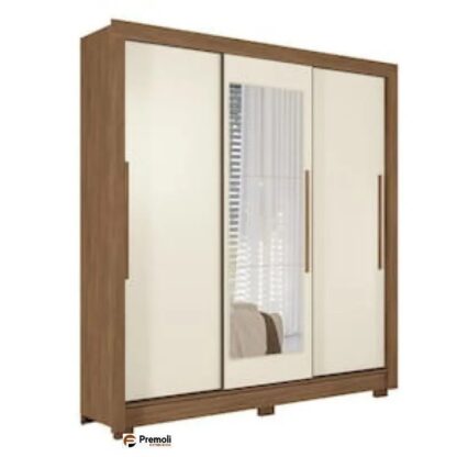 Guarda-Roupa  Maringa com 3 Portas de Correr, 2 Gavetas Cor jatoba/areia  194,4cm de largura santos andira