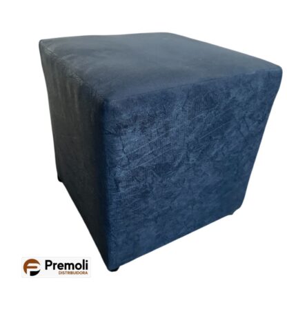 Puff  Quadrado Suede Altura 44x Largura 41  Cor Azul  imagem ilustrativa