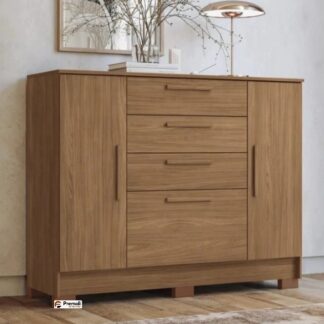 Cômoda Pinhais  2 Portas 4 gavetas Cor Jatoba - Santos Andirá