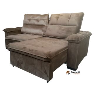 Sofá Retrátil e Reclinável 230 Cm Salvador Cor Cappuccino Tecido Veludo Mola: Bonnel Hélicoidal