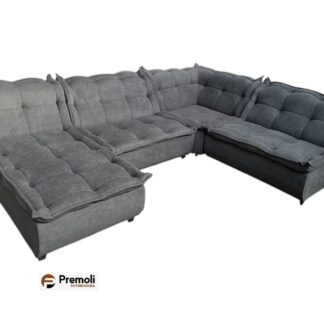 Sofá de Canto Vivace C/ Chaise Mola Bonnel Tecido Boucle 4 Peças CINZA