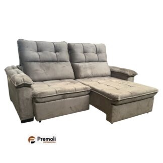 Sofá Retrátil e Reclinável Bi-Partido 2.30 Cm Soberano Cor Bege Tecido veludo Mola: Hélicoidal