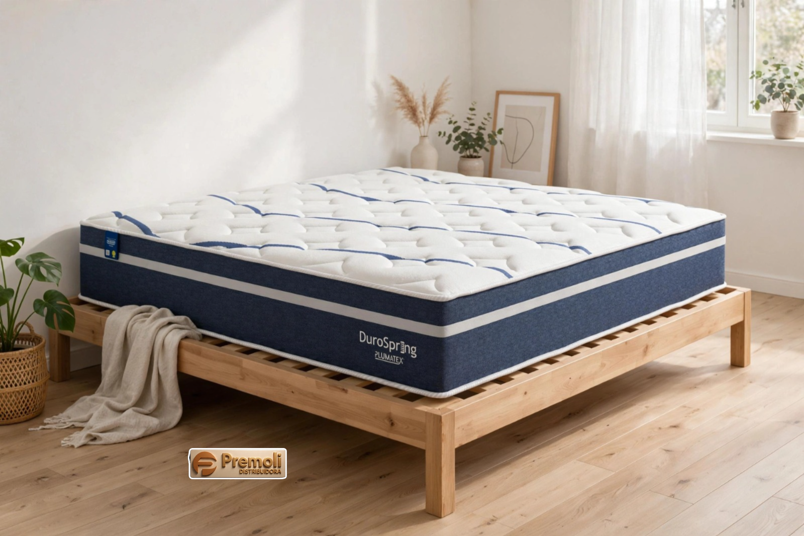 Colchão Queen Size 158x193x30 Duro Spring Azul Molas Ensacasdas Plumat