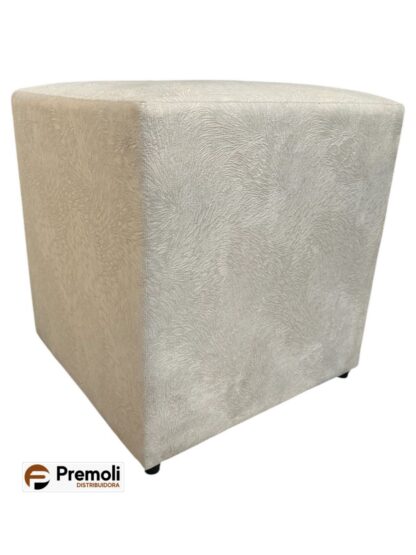 Puff Quadrado Suede Altura 44x Largura 40 Cor Bege imagem ilustrativa