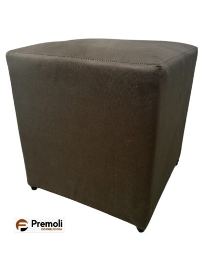 Puff Quadrado Suede Altura 44x Largura 40 Cor Marrom imagem ilustrativa
