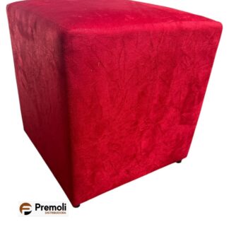 Puff Quadrado Suede Altura 44x Largura 40 Cor Vermelho imagem ilustrativa