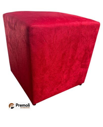 Puff Quadrado Suede Altura 44x Largura 40 Cor Vermelho imagem ilustrativa