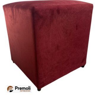 Puff Quadrado Suede Altura 44x Largura 40 Cor Vinho imagem ilustrativa