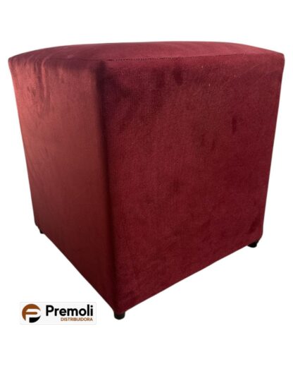 Puff Quadrado Suede Altura 44x Largura 40 Cor Vinho imagem ilustrativa