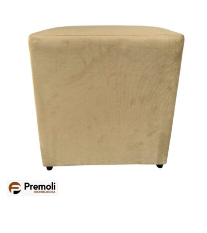 Puff Quadrado Suede Altura 44x Largura 40 Cor Bege Escuro imagem ilustrativa