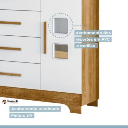 Cômoda Fly 1 Porta e 4 Gavetas Tigus Baby Branco Madeirado Ypê - Imagem 5