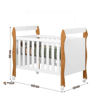 Berço Tigus Móveis Minicama Soninho 3 em 1 Branco/Amadeirado - Imagem 2