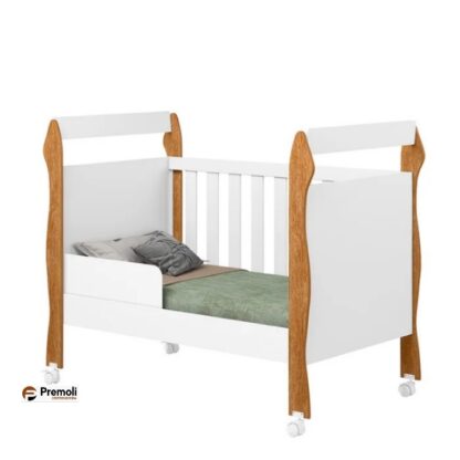 Berço Tigus Móveis Minicama Soninho 3 em 1 Branco/Amadeirado - Imagem 3