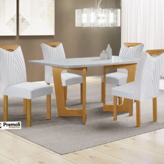 Mesa jantar Dubai 120 cm com 4 cadeiras nevada Cel moveís