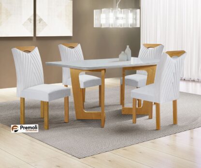 Mesa jantar Dubai 120 cm com 4 cadeiras nevada Cel moveís
