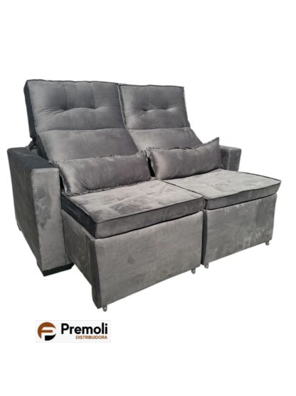 Sofa Retrátil E Reclinàvel Bello Campo Matrix 1.58mt  Não e bipartido Cor Cinza