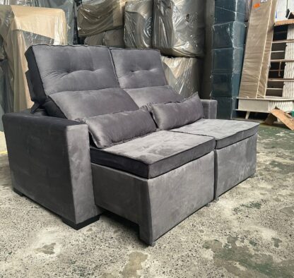 Sofa Retrátil E Reclinàvel Bello Campo Matrix 1.58mt  Não e bipartido Cor Cinza - Imagem 2