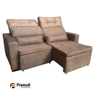 Sofa Retrátil e Reclinável 1.80 Bi-Partido Cor Bege Escuro Robust