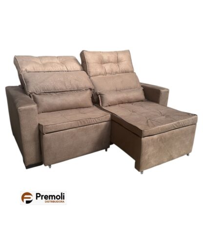 Sofa Retrátil e Reclinável 1.80 Bi-Partido Cor Bege Escuro Robust