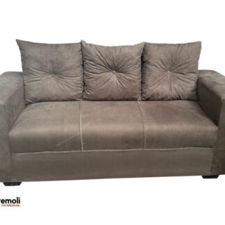 Sofa Pop Bela 3 / Lugares  Cor Marrom – almofadas soltas Pés em Madeira
