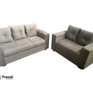 Sofa Pop Bela 2 /3 Lugares  Cor Cinza Claro – Almofadas soltas Pés em Madeira