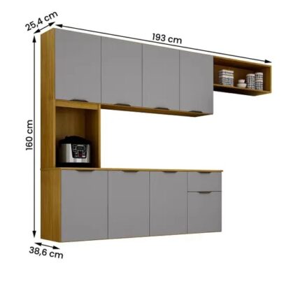 Cozinha Nara Compacta 8 Portas com 1 Gaveta 193cm Cor branca - CHF Móveis - Imagem 4