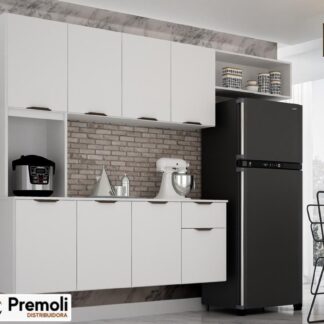 Cozinha Nara Compacta 8 Portas com 1 Gaveta 193cm Cor branca - CHF Móveis