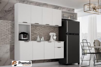 Cozinha Nara Compacta 8 Portas com 1 Gaveta 193cm Cor branca - CHF Móveis